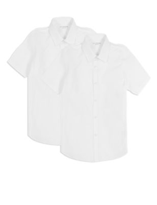 Slim Fit 2 Pack Boys&#39; Ultimate Non-Iron Short Sleeve Shirts with Stain Away&trade;
